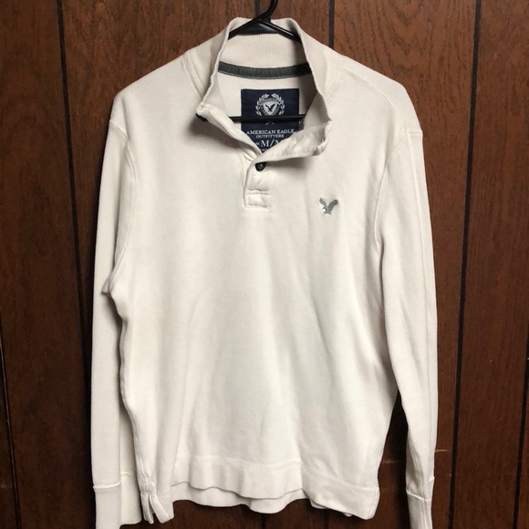 American Eagle 1/4 Button Up Sweater White - Picture 2 of 5